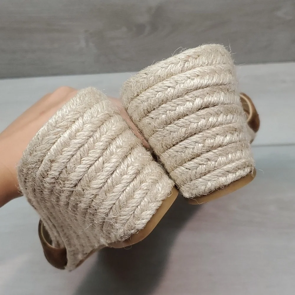 Veronica Beard Womens Espadrille Wedge Leather Sandals shoes sz 8.5